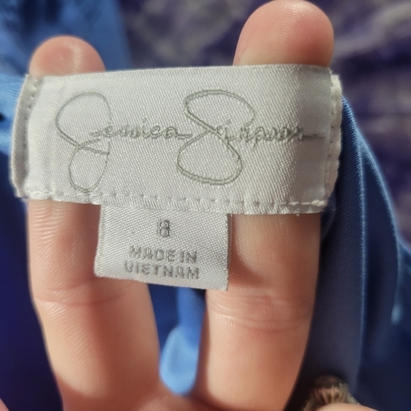 Jessica Simpson Blue Halter Pleated Neckline Deep Front Pockets A-line Dress 6 - Picture 10 of 15